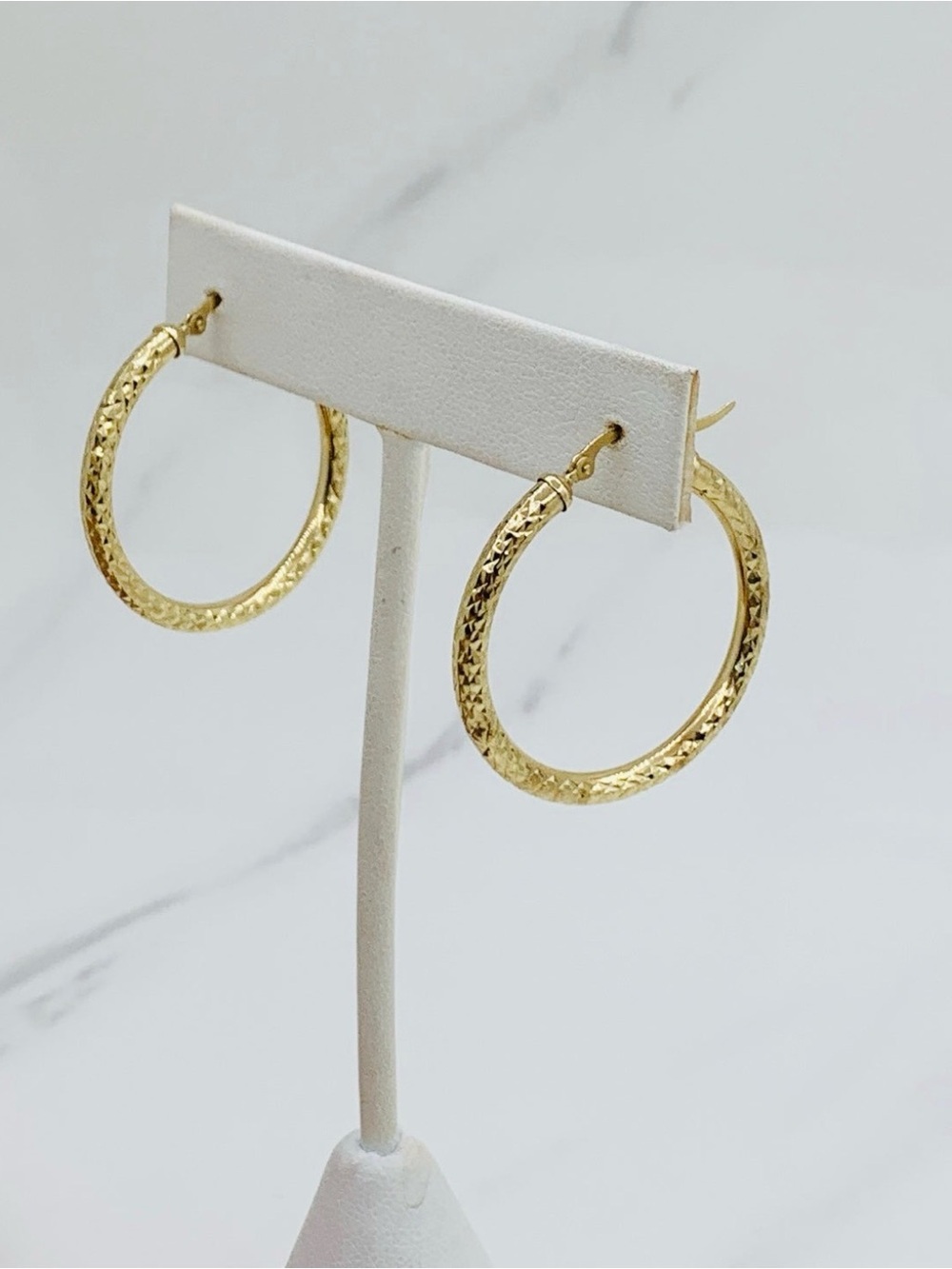 Real 10k Gold Hoop Earrings Diamond cut